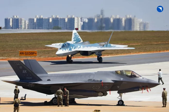 Su-57 rolls past F-35 at Aero India 2025 Show
